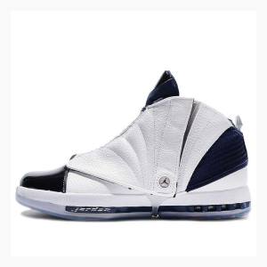 White/Navy Nike Retro Basketball Shoes Men's Air Jordan 16 | JD-437ZG